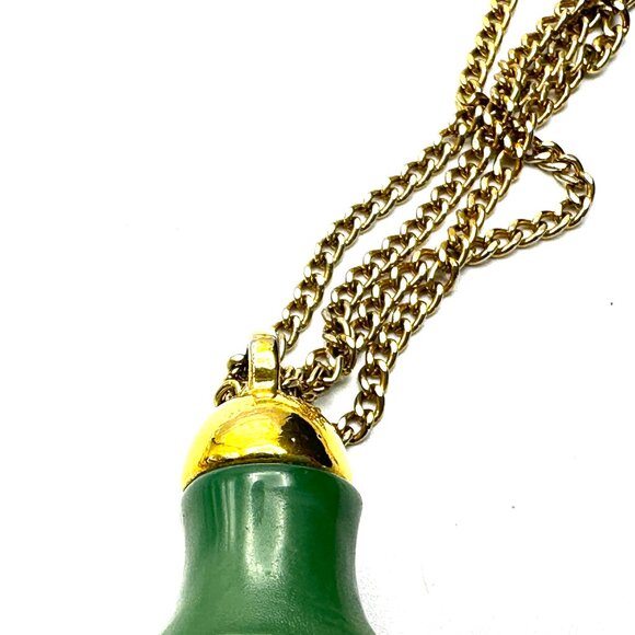 Vintage 1960s Kenneth Jay Lane Faux Jade Bottle Pendant w/2-Strand Necklace  EUC - Picture 7 of 9